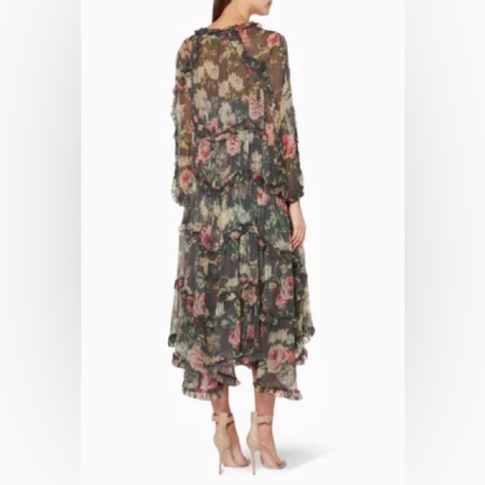 Zimmermann Silk Floral-Print Iris Ruffle Resort Dress - Size 1/US 6 - Picture 2 of 7